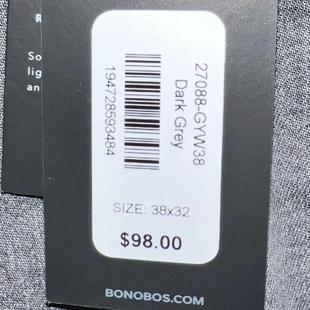 NWT $98 Bonobos Stretch lightweight jeans 38x32 dark gray - Picture 4 of 12